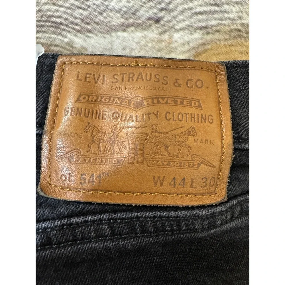 Levis Premium 541 Athletic Taper Jeans Mens 44 Short Washed Black Big E Premium